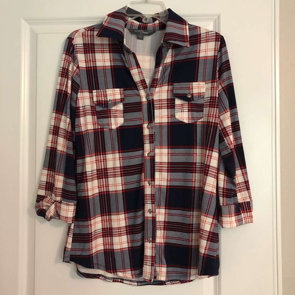 Market & Spruce Balsam Button Down Knit Top